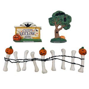 Creepy Hollow Pumpkin Bones Fence Sign Bat Tree Midwest Cannon Falls Halloween